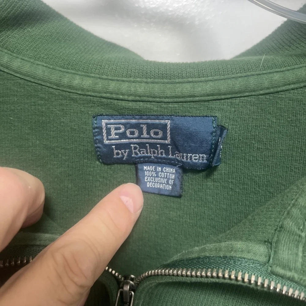 Polo Ralph Lauren Sweater Men's 3XB Green 1/4 Zip Pullover Pony Logo Vintage‎